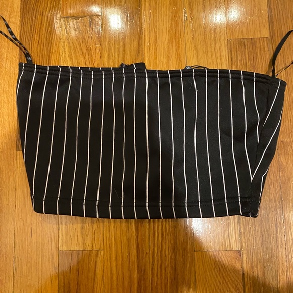 Missguided Madison beer 2 piece matching crop top lace up set joggers pinstripe - Picture 9 of 14